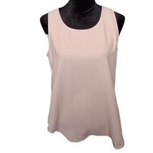 Premise Studio Tan Sleeveless Round Neck Blouse Exposed Zipper In Back Women's M